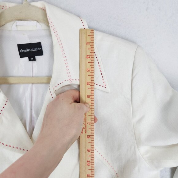 Claudia Strater Jacket Womens EU 42 US 12 Off White Cream Linen Blazer Classic - Picture 7 of 15